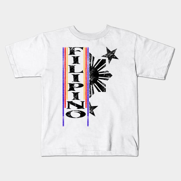 Filipino with faded sun and stars Kids T-Shirt by Isuotmo
